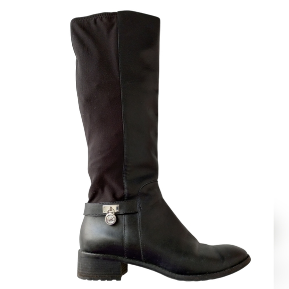 Michael Kors Shoes - MICHAEL Kors Hamilton Black Leather Stretch Tall Riding Boots Size 11M